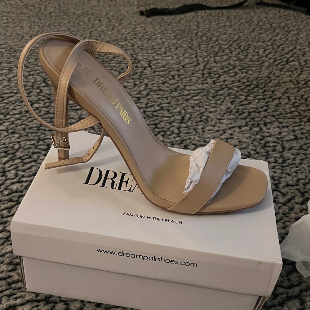 Dream Pairs Beige Strappy Heels